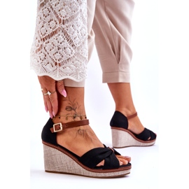 Schwarze Keilsandaletten für Damen 3