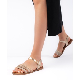 Goldene flache Damensandalen 2