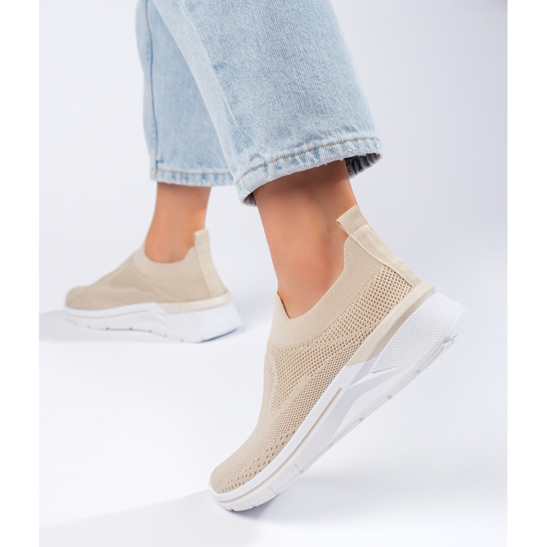 Beige Textil-Sportschuhe 2