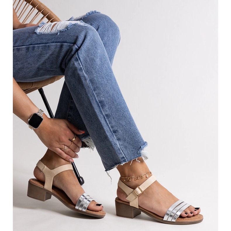 Silberne Salsabi-Sandalen mit niedrigem Absatz silber- 1