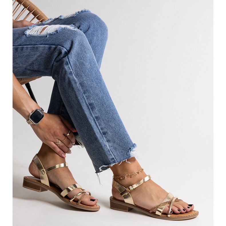 Goldene Sandaletten mit Elanoria-Zirkonia 1