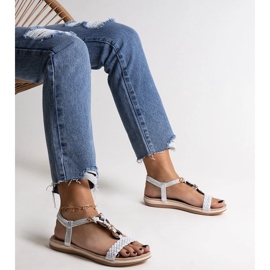 Izodora silberne geflochtene Sandalen silber- 3