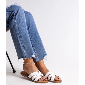 Weiße klassische Flip-Flops mit Umayma-Dekoration 2