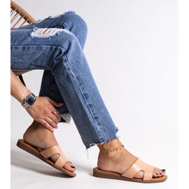 Beigefarbene Flip-Flops aus Öko-Leder von Kajetana 1