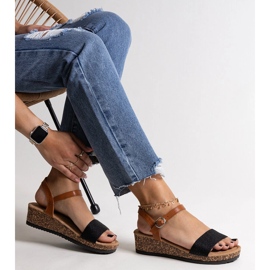 Schwarze Malada-Sandalen aus Kork mit Keilabsatz 1