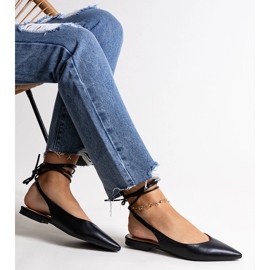 Schwarze Ballerinas mit Schnürung aus Batra-Öko-Leder 1