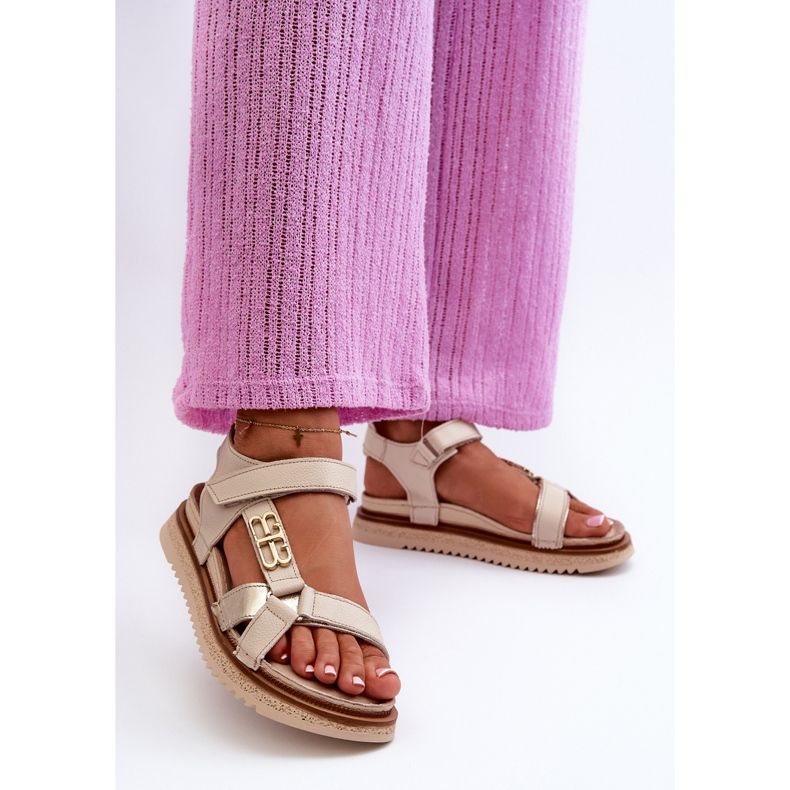 Zazoo 50103 Damen-Ledersandalen auf der Plattform, Beige 2