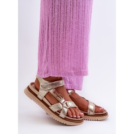 Zazoo 50103 Damen-Ledersandalen auf der Plattform, Gold golden 1