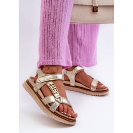 Zazoo 50103 Damen-Ledersandalen auf der Plattform, Gold golden 2