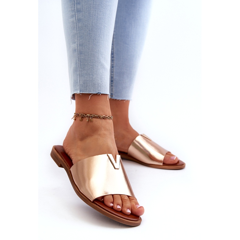 Evento Damen-zehenstegsandalen aus Faux-Wildleder mit flachem Absatz, Gold Maliha 2