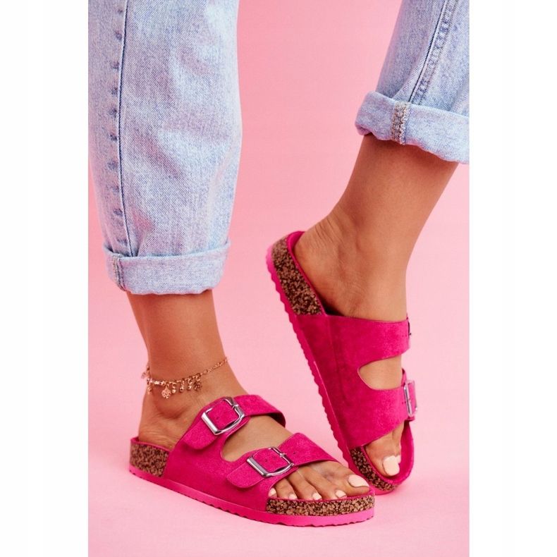 EVE Damenhausschuhe aus Kork mit Schnallen Fuchsia Si Senor rosa 1