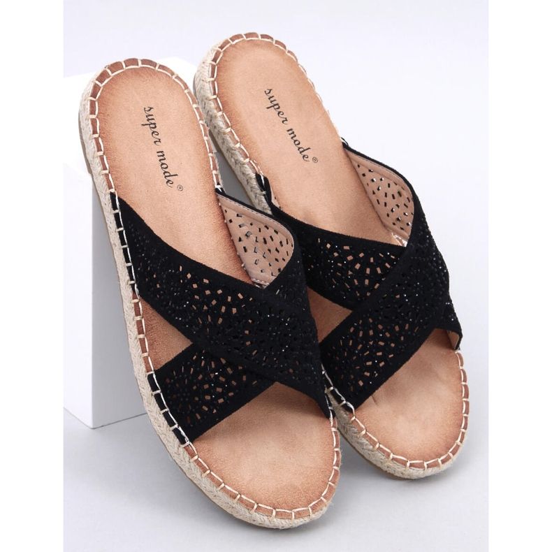 Bakou Schwarze Espadrille-Flip-Flops für Damen 1