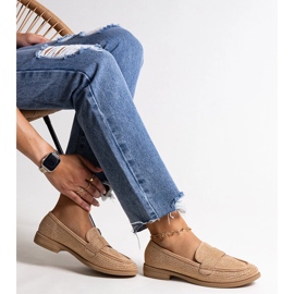 Braune Mokassins mit Strasssteinen von Mogha beige 1