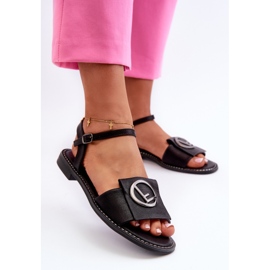 Damensandalen mit Verzierung S.Barski KV27-045 Schwarz 2