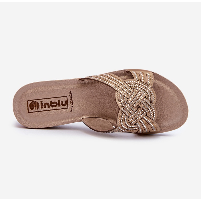 Bequeme Damen-Flip-Flops mit Zirkonias Inblu BV000037 Beige 1