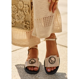 Damensandalen mit Verzierung S.Barski KV27-045 Gold golden 2