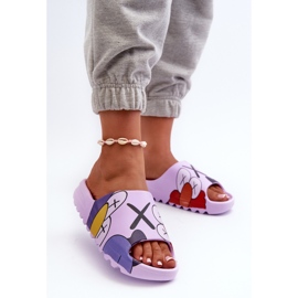 Gummi-Flip-Flops mit lila Monster-Aufdruck 2