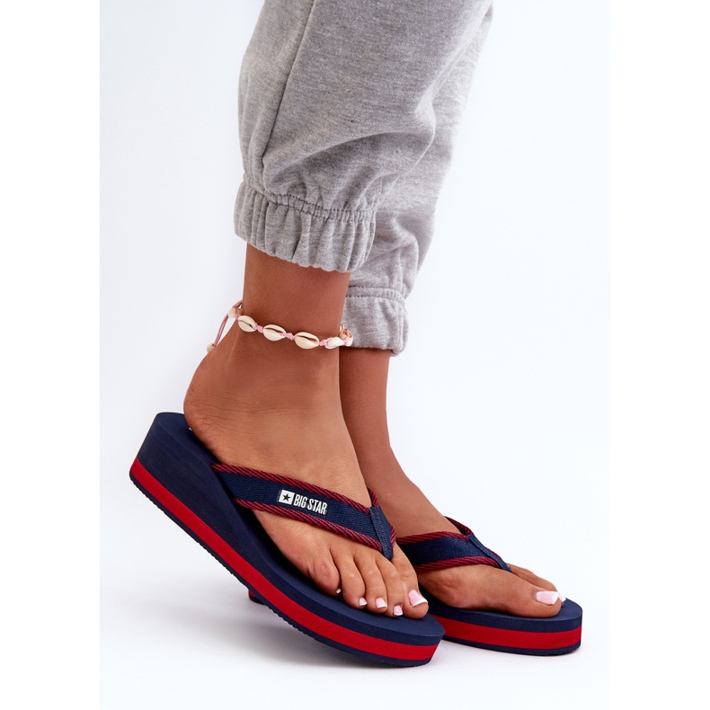 Damen-Flip-Flops mit Keilabsatz Big Star NN274A725 Marineblau 1