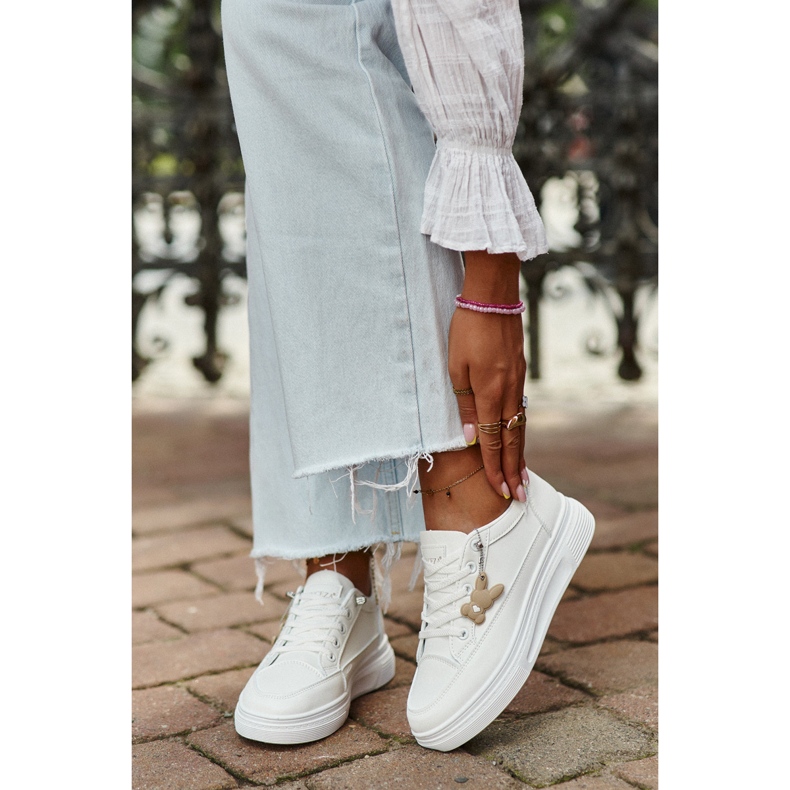 Damen-Sneaker, Sportschuhe auf Plateau mit Dekoration, Weiß Vinceza 13613 1