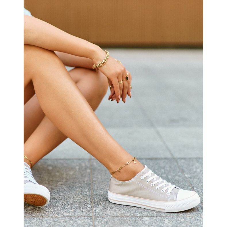 Damen Material Classic Low Sneakers Dunkelbeige Lennabella 2