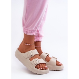 EVento Beigefarbene Melorea-Schaum-Flip-Flops für Damen auf der Plattform 1