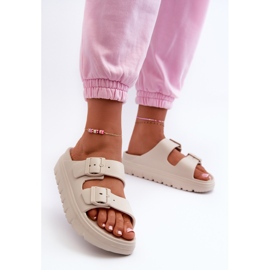 EVento Beigefarbene Melorea-Schaum-Flip-Flops für Damen auf der Plattform 2