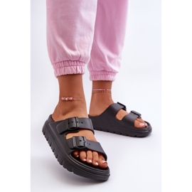 EVento Schaumstoff-Flip-Flops für Damen auf der schwarzen Melorea-Plattform 2