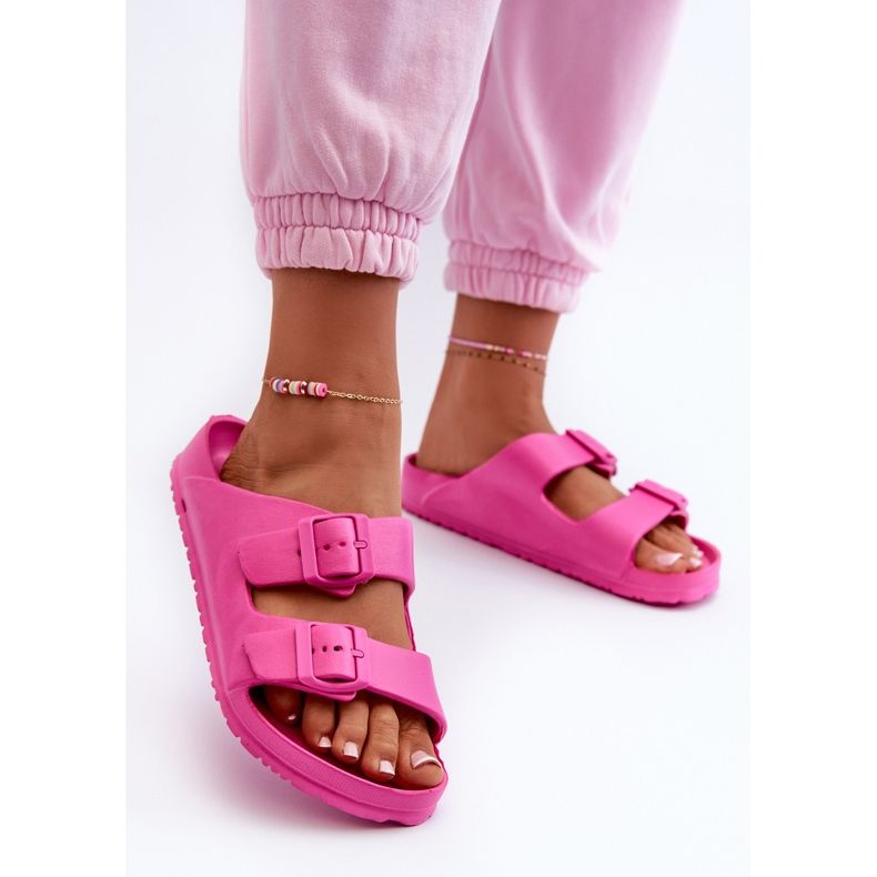 Damen-Flip-Flops aus Schaumstoff mit Schnallen, Fuchsia, Luciene rosa 2