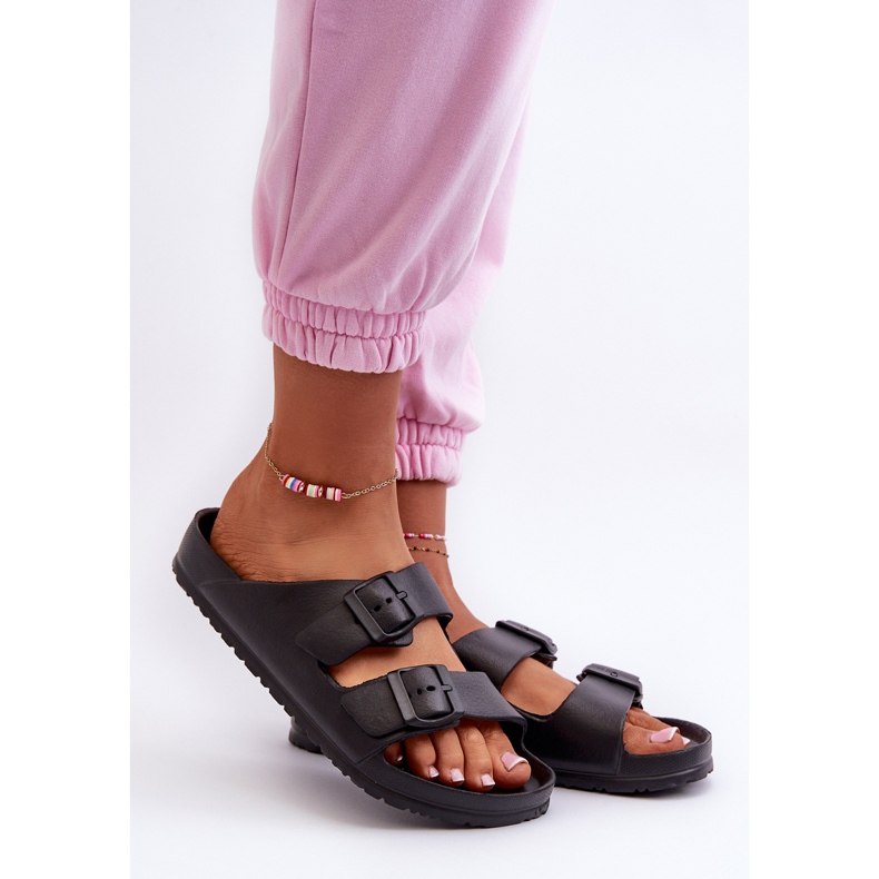 Damen-Flip-Flops aus Schaumstoff mit Schnallen, Schwarz, Luciene 1