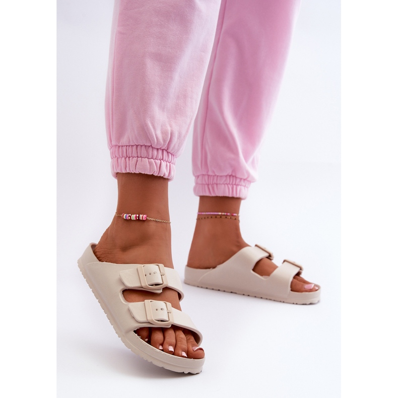 Damen-Flip-Flops aus Schaumstoff mit Schnallen Beige Luciene 2