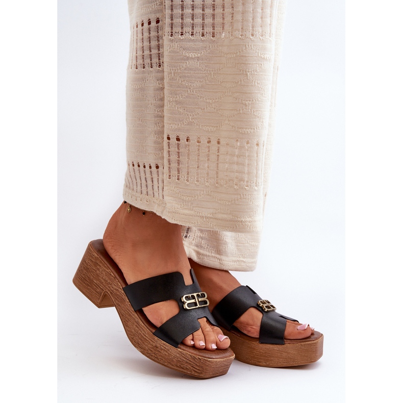 Zazoo 40412 Elegante Damen-Flip-Flops aus Leder mit Goldverzierung, Schwarz 1