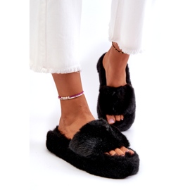 Pelzhausschuhe für Damen in Schwarz von Stepia 1