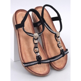 Schwarze Isabey-Sandalen mit Zirkonia verziert 1