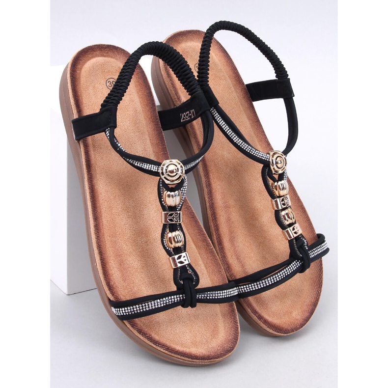 Schwarze Isabey-Sandalen mit Zirkonia verziert 1