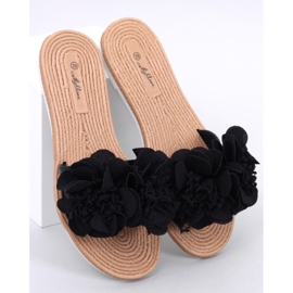Weiche Flip-Flops mit Diaye Black-Blumen schwarz 1