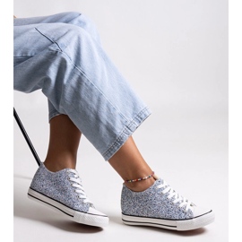 Bez marki Blaue, glänzende Jadwa-Sneaker 1