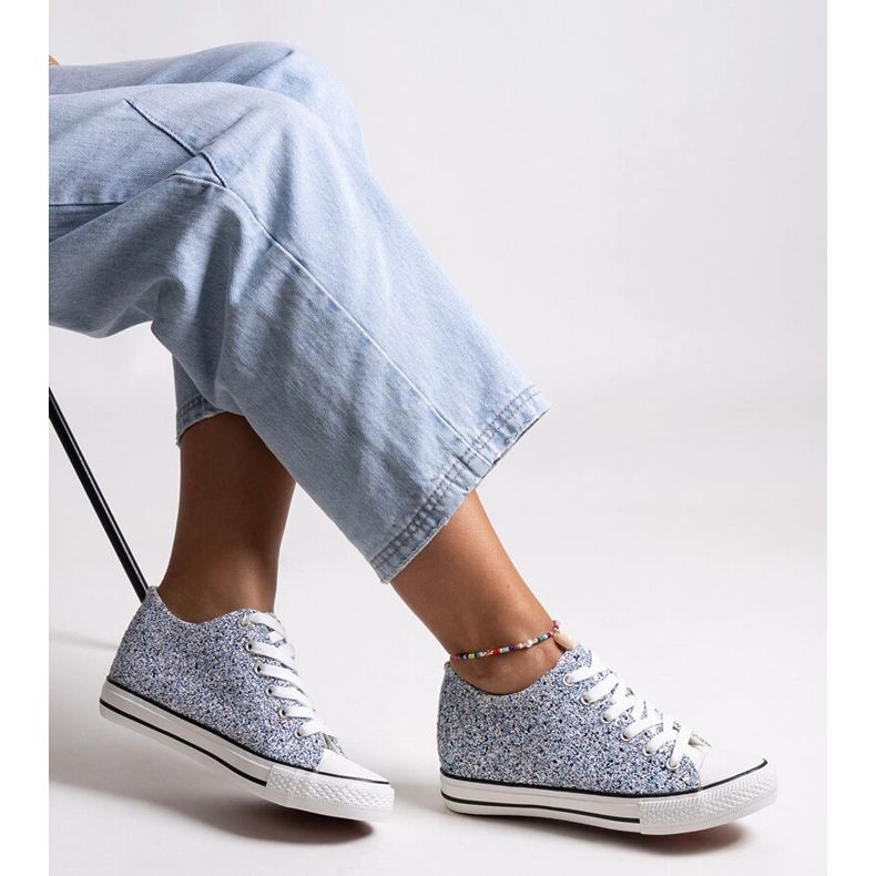 Bez marki Blaue, glänzende Jadwa-Sneaker 1