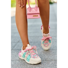 Modische Schnür-Sportschuhe für Damen Pink-Mint Chillout! beige 1