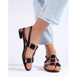 Schwarze, stylische Damensandalen 1