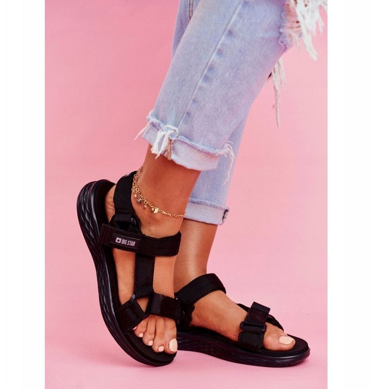 Damen Sandalen Big Star Schwarz FF274A600 schwarz 4