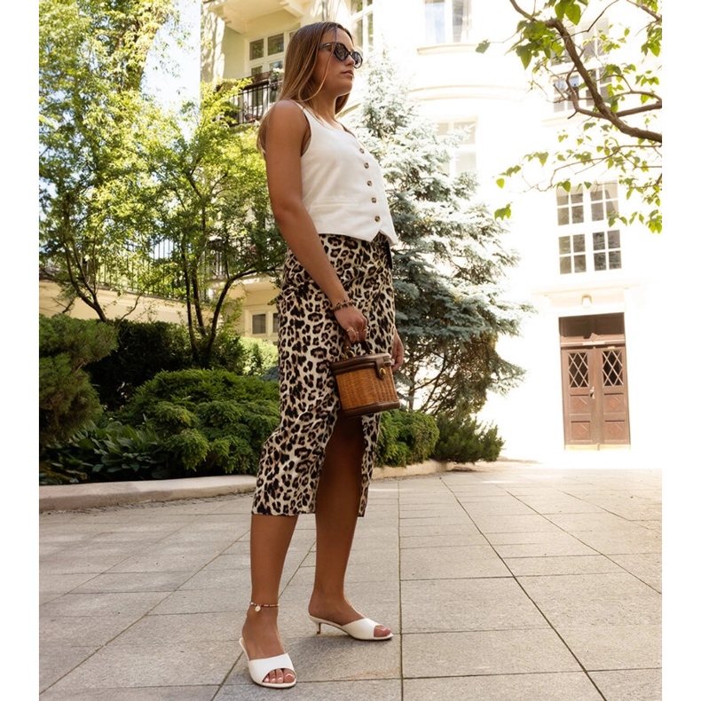 Weiße Maloua-Pantoletten mit niedrigem Absatz 1