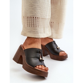 Vinceza Damen-Flip-Flops aus Öko-Leder mit Plateau und Block, Schwarz Dafira 1