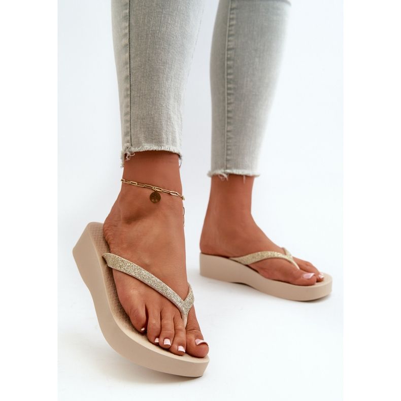 Damen-Flip-Flops mit Glitzerriemen 83386 Ipanema Mesh Chic Plat Fem Beige 2