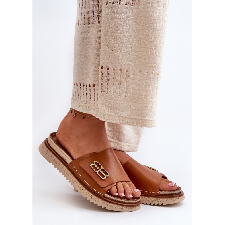 Zazoo 50101 Damen-Leder-Flip-Flops auf der Plattform, Braun 1