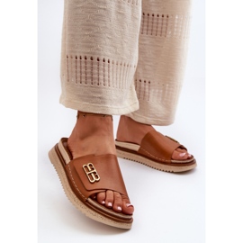 Zazoo 50101 Damen-Leder-Flip-Flops auf der Plattform, Braun 2