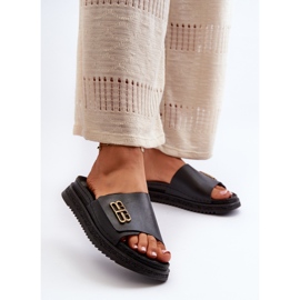 Zazoo 50101 Damen-Leder-Flip-Flops auf Plateau, Schwarz 1