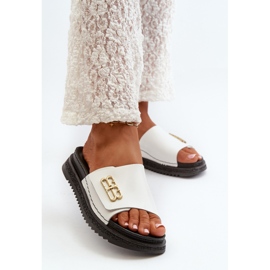 Zazoo 50101 Damen-Leder-Flip-Flops auf Plateau, Weiß 2