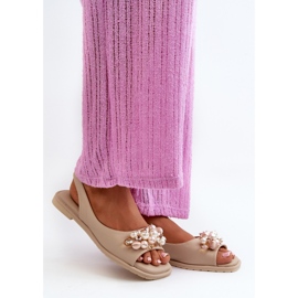 Damensandalen mit Verzierungen S.Barski KV27-004 Beige 2