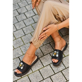 Damen-Flip-Flops mit Verzierungen S.Barski KV27-031 Schwarz 2