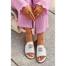 Elegante glänzende Damen-Flip-Flops mit Verzierung S.Barski KV27-050 Silber 1